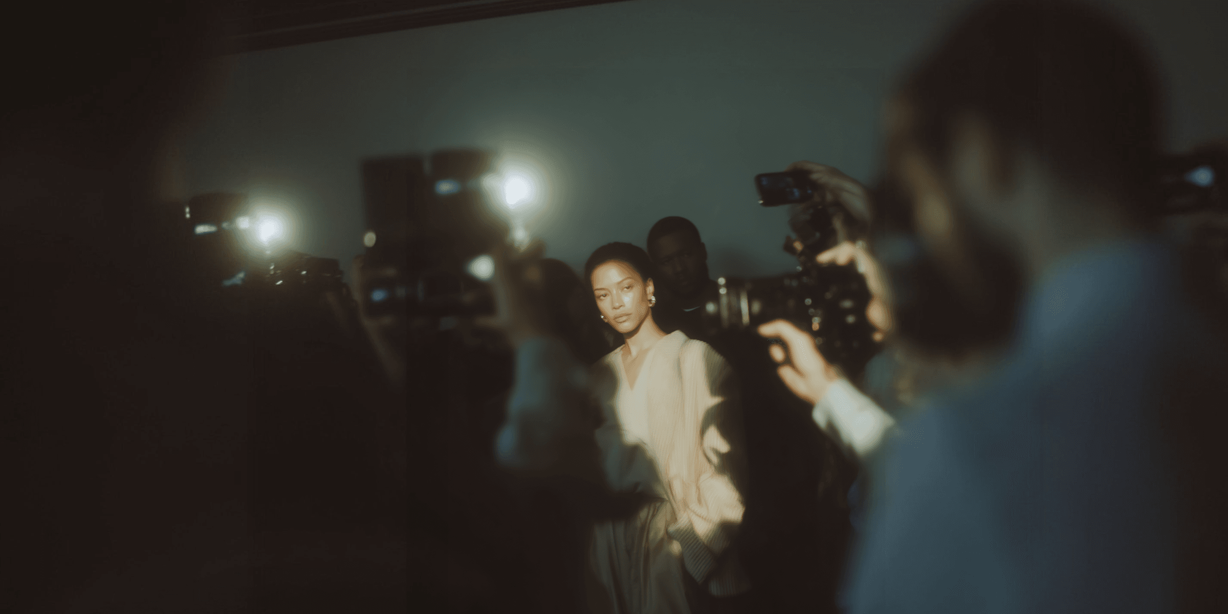 Elegant woman in a spotlight